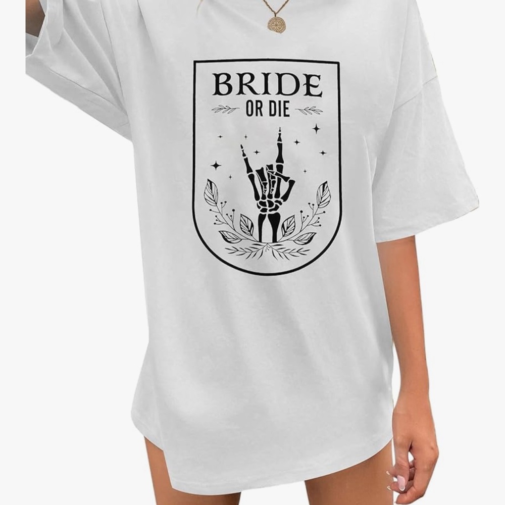 White 'Bride or Die' Graphic T-Shirt